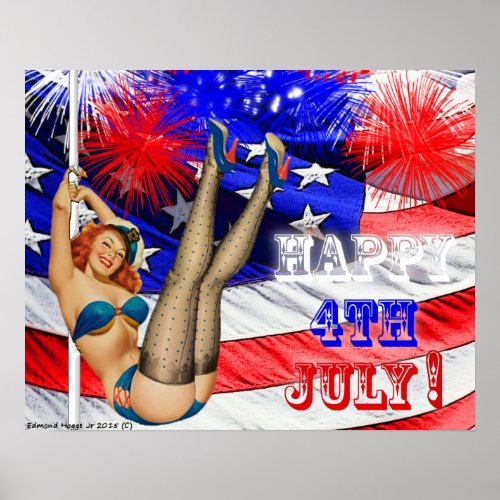 4th of July Pin Up Girl Poster