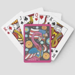 4TH OF JULY PINK FLAMINGO PLAYING CARDS