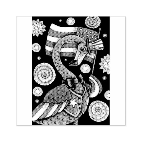 4TH OF JULY PINK FLAMINGO UNCLE SAM RUBBER STAMP