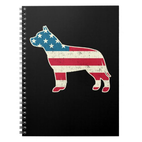 4th of July Pit Bull Terrier Dog American Flag USA Notebook