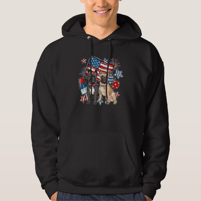 4th Of July Pitbull Dog Independence Day Patriotic Hoodie (Front)
