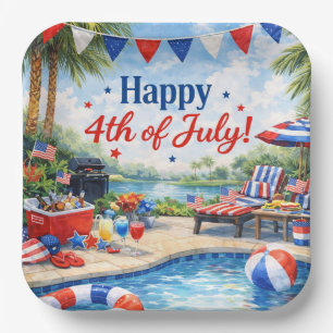 4th of July Pool Party in Florida Paper Plates