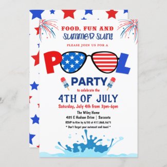 4th of July Pool Party Invitation