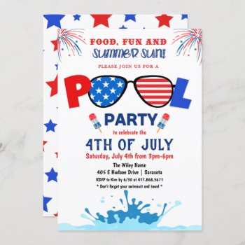 4th Of July Pool Party Invitation by PaperandPomp at Zazzle