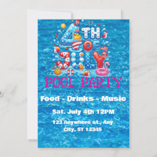 4th of July Pool Party Invitation