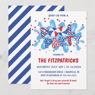 4th Of July Pool Party Invitation