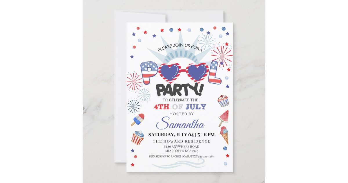 4th of July Pool Party Invitation | Zazzle