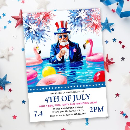 4th of July Pool Party Invitation