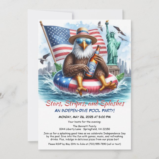4th of July Pool Party Invitation (Front)