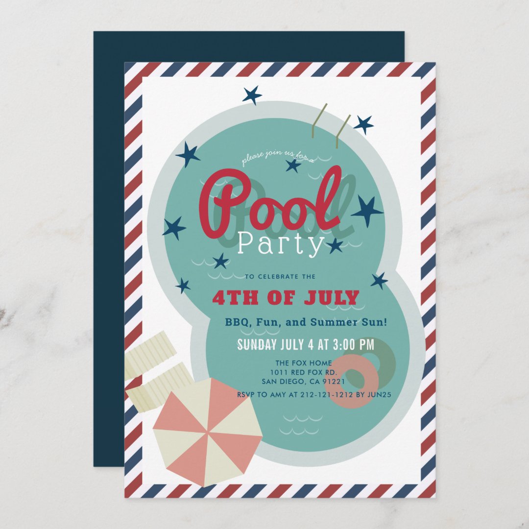 4th of July Pool Party Invitation | Zazzle