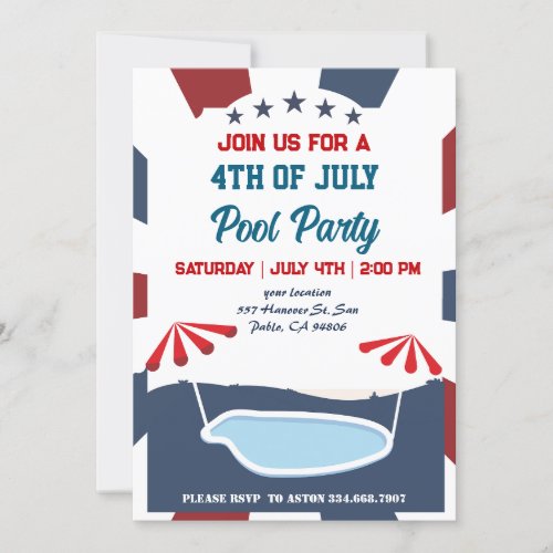 4th of July Pool Party Invitation
