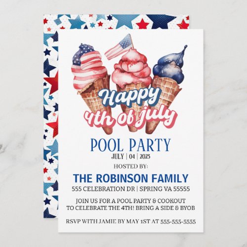 4th Of July Pool Party Invitation