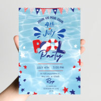 4th of July Pool Party Invitation Editable Swim