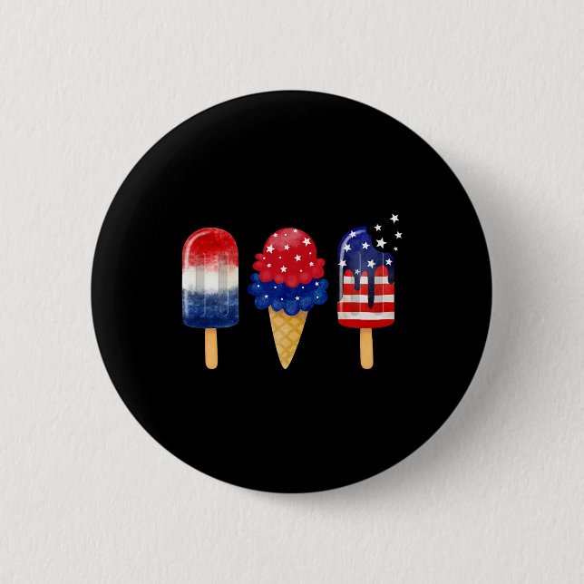 4th Of July Popsicle American Flag Patriotic Summe Button (Front)