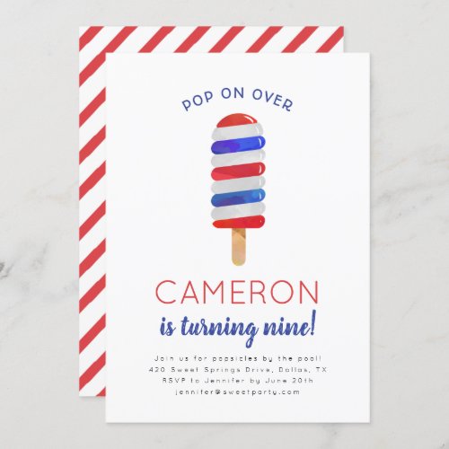 4th of July Popsicle Birthday Invitation