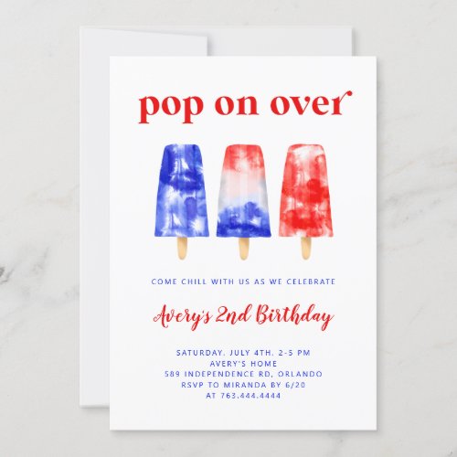4th of July Popsicle Birthday Invitation