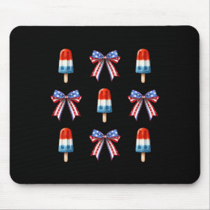 4th Of July Popsicle Bows Coquette American Flag P Mouse Pad
