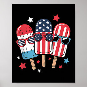 4th Of July Popsicle Boys Girls Kids American Flag Poster