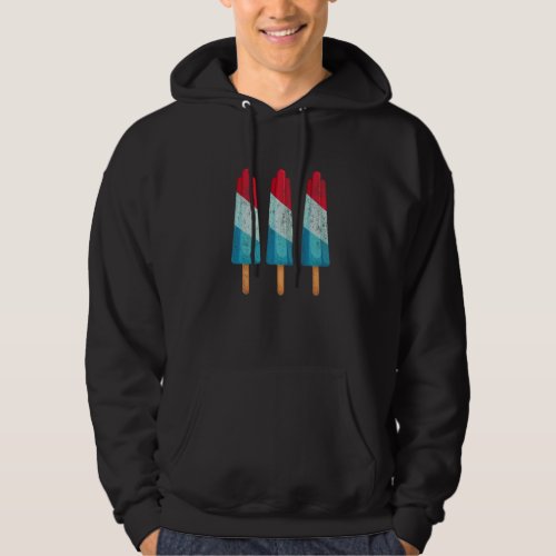 4th Of July Popsicle Ice Cream Red White Blue Amer Hoodie