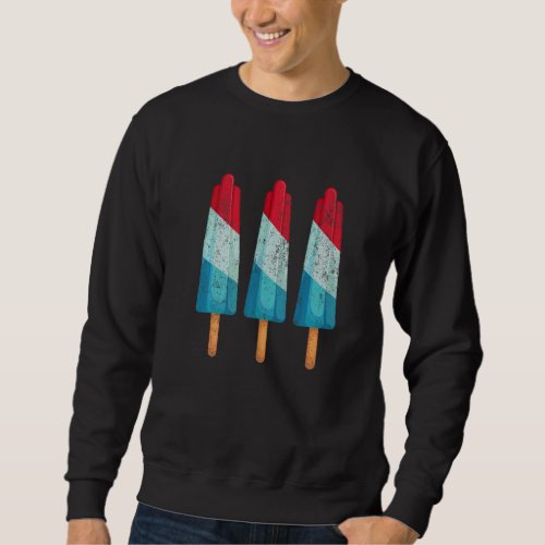 4th Of July Popsicle Ice Cream Red White Blue Amer Sweatshirt