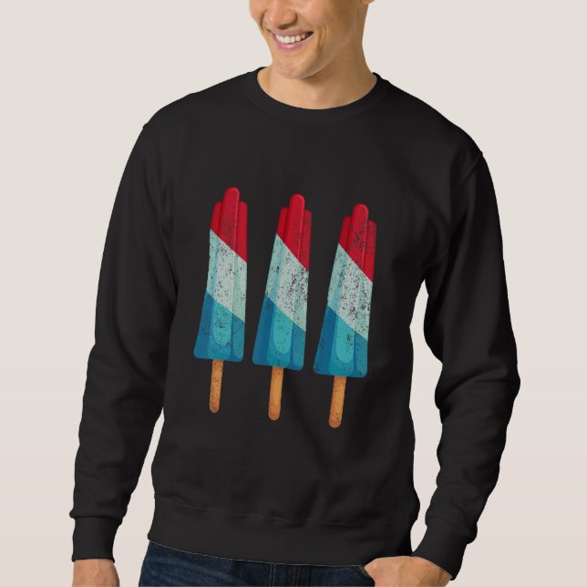 4th Of July Popsicle Ice Cream Red White Blue Amer Sweatshirt (Front)