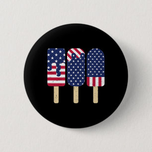 4th of July Popsicle Patriotic American Flag Memor Button