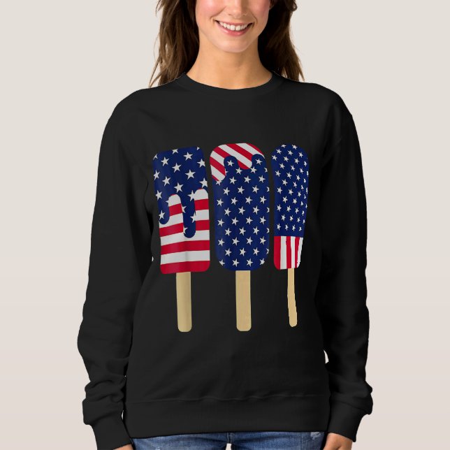 4th Of July Popsicle Patriotic American Flag Memor Sweatshirt (Front)