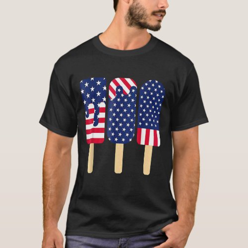 4th Of July Popsicle Patriotic American Flag Memor T_Shirt