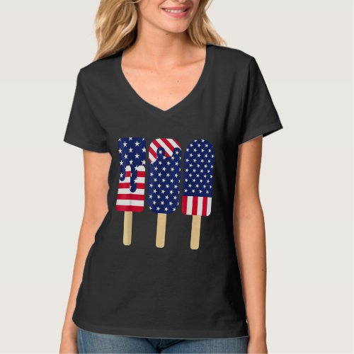 4th Of July Popsicle Patriotic American Flag Memor T_Shirt