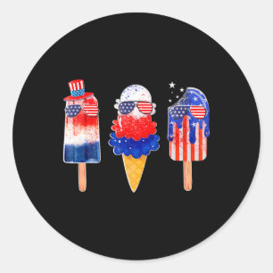 4th Of July Popsicle Red White Blue American Flag  Classic Round Sticker