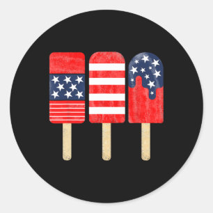 4th Of July Popsicle Red White Blue American Flag Classic Round Sticker