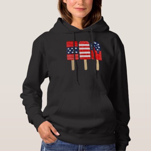 4th Of July Popsicle Red White Blue American Flag  Hoodie