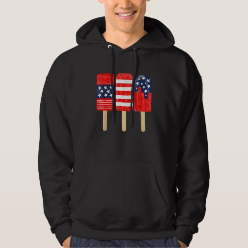 4th Of July Popsicle Red White Blue American Flag  Hoodie