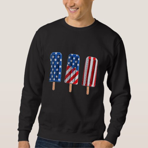 4th Of July Popsicle Red White Blue American Flag Sweatshirt