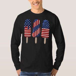 4th Of July Popsicle Red White Blue American Flag T-Shirt
