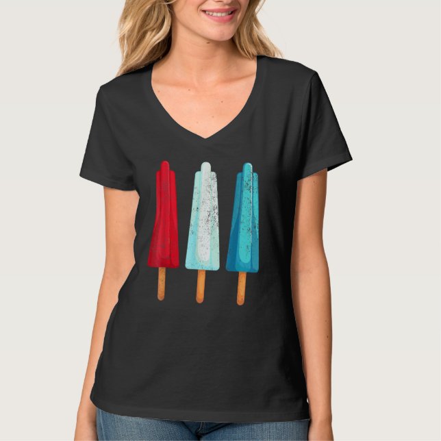 4th Of July Popsicle Red White Blue American Usa I T-Shirt (Front)