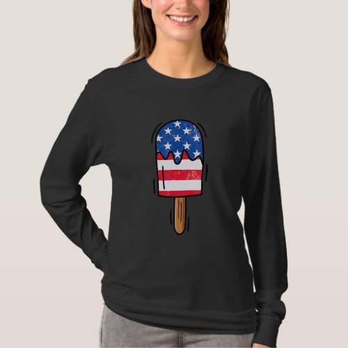 4th Of July Popsicle Red White Blue American Usa I T_Shirt