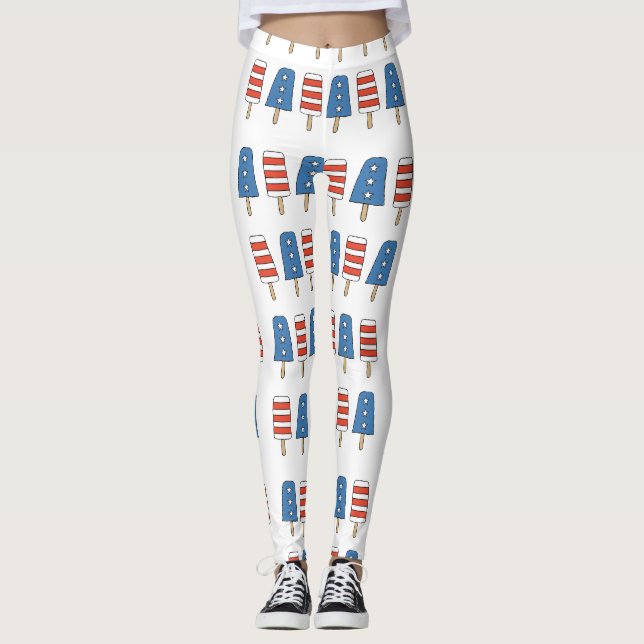 4th of July Popsicles 4th of July Independence Day Leggings (Front)