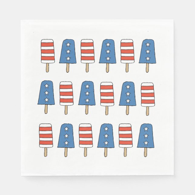 4th of July Popsicles 4th of July Independence Day Napkins (Front)