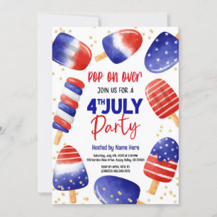 4th of July Popsicles Pool Party Kid Invitation