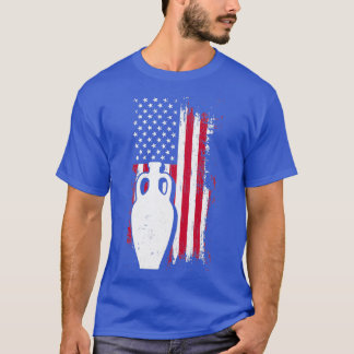 4th of July Pot Sculpting Clay US Flag Pottery Ear T-Shirt