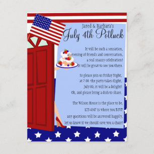 4th of July Potluck Party Invitation