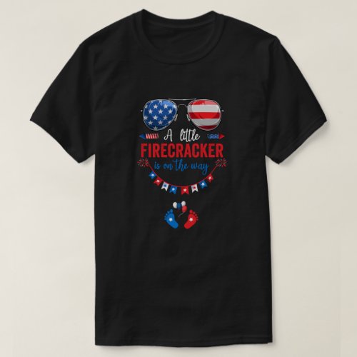 4th Of July Pregnancy Announcement Couples Baby Re T_Shirt