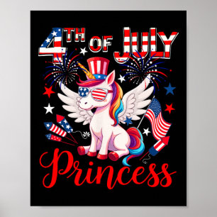 4th Of July Prince Cute Unicorn Sungles Us Flag Fi Poster