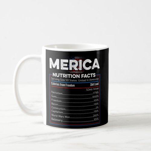 4Th Of July Proud American Merica Nutrition Facts Coffee Mug