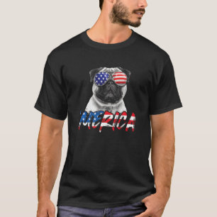 4th Of July Pug Dog Merica American Flag Patriotic T-Shirt