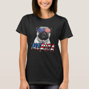 4th Of July Pug Dog Merica American Flag Patriotic T-Shirt