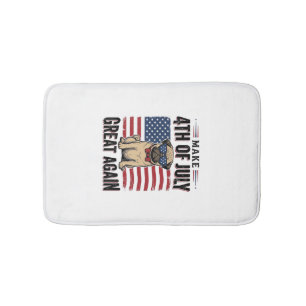 4th of July Pug Patriotic Vintage Shirt Design_1 Bath Mat