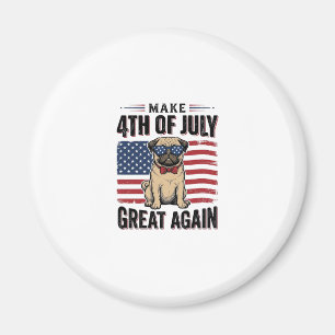 4th of July Pug Patriotic Vintage Shirt Design_1 Magnet