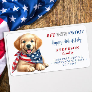4th Of July Puppy Dog Patriotic Return Address Label
